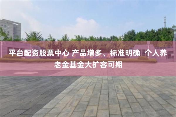 平台配资股票中心 产品增多、标准明确  个人养老金基金大扩容可期