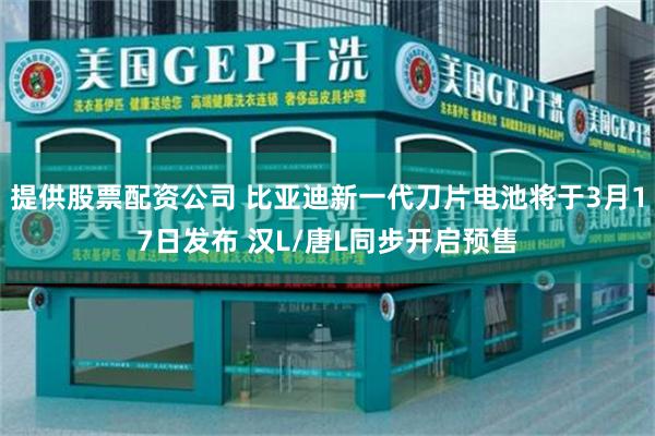 提供股票配资公司 比亚迪新一代刀片电池将于3月17日发布 汉L/唐L同步开启预售