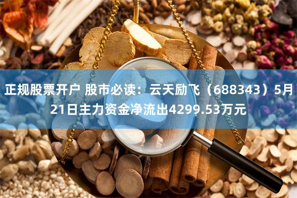 正规股票开户 股市必读：云天励飞（688343）5月21日主力资金净流出4299.53万元