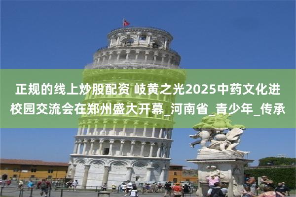 正规的线上炒股配资 岐黄之光2025中药文化进校园交流会在郑州盛大开幕_河南省_青少年_传承